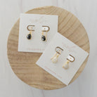 Earrings, gemstone earrings, simple earrings, fancy earrings, white earrings, black earrings, gold-filled earrings, essbe , small business