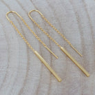 bar ear threader, gold-filled earrings, fancy earrings, waterproof earrings, shiny earrings, small business, essbe